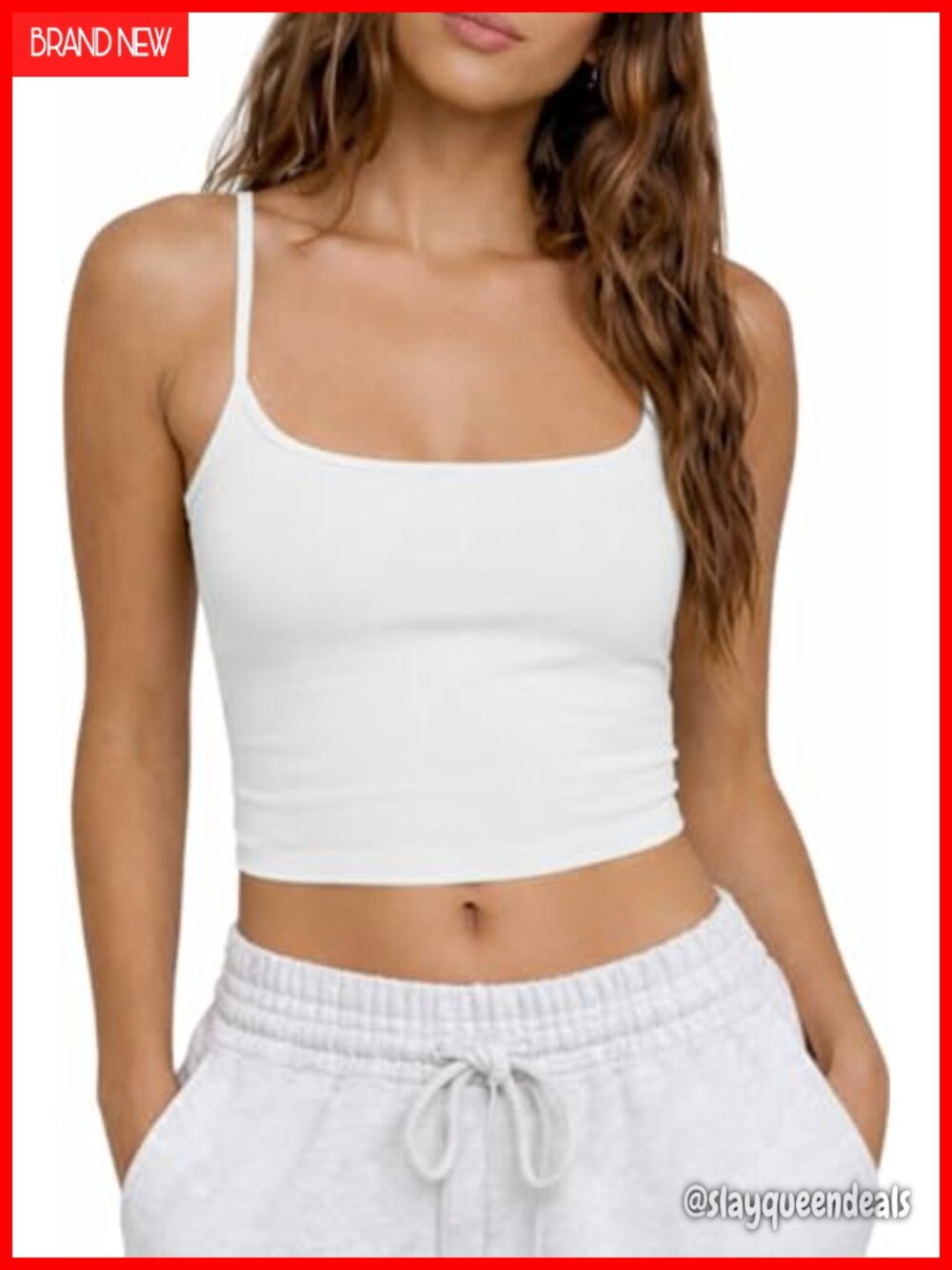 Womens Tank Top Built in Bra Removable Pads Square Neck Cropped Cami
